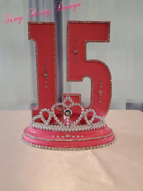 Pink and silver crystal quinceanera princess number 15 Birthday cake