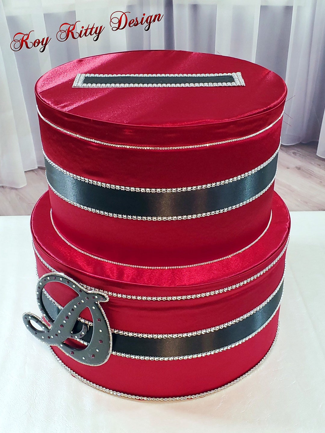 Red Bling Wedding Card Box Winter Wedding Card Box Money Holder Custom