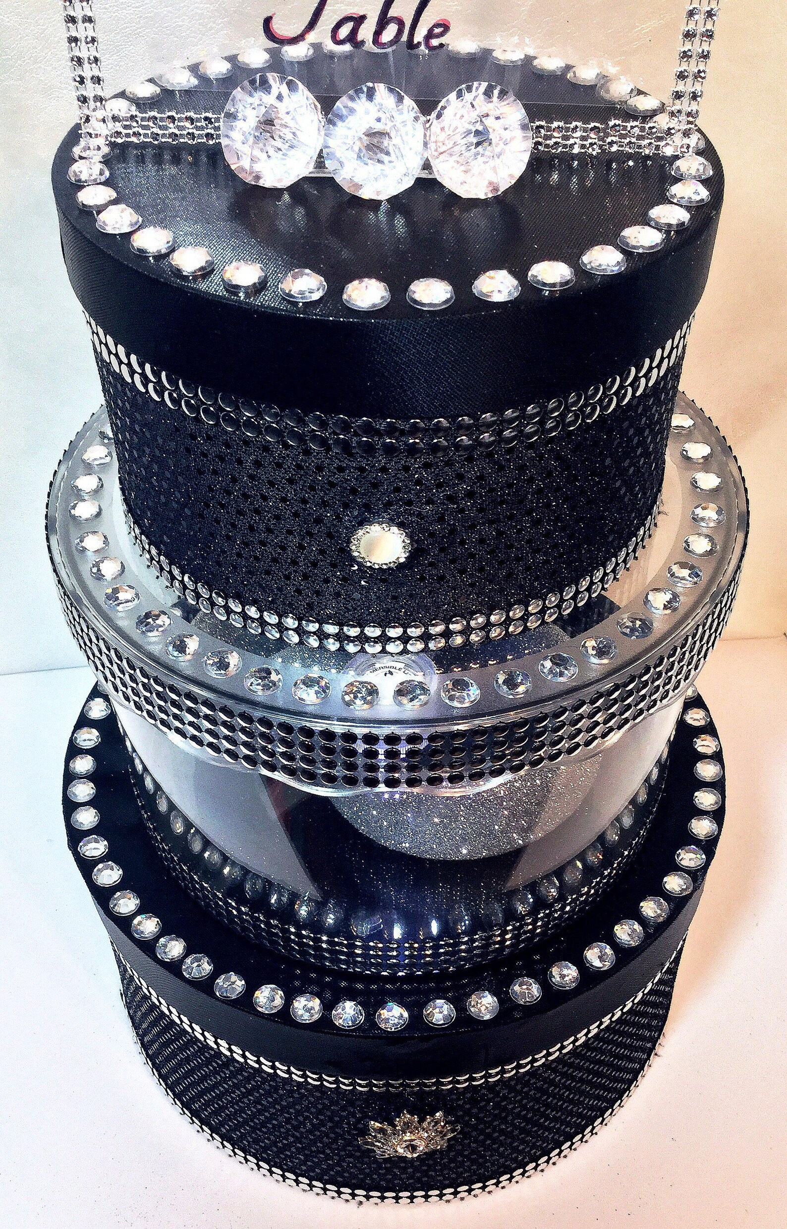 Acrylic Black Diamond Wedding Card Box Lighted Card Box Etsy