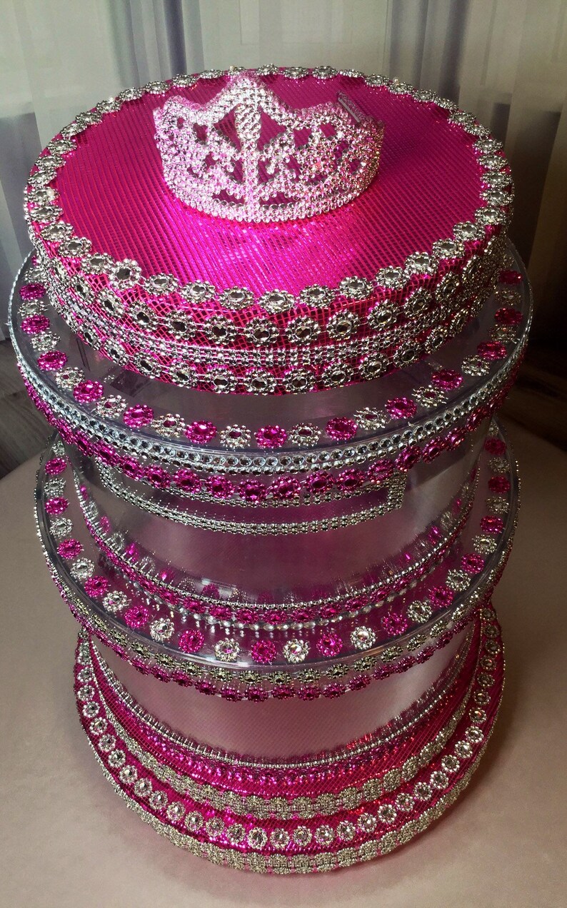 Pink Card Box Bling Card Box Clear Card Box Glass Card Box Etsy