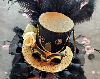 Victorian Steampunk Mini Hat  Gothic Halloween Cosplay Costume Top Hat Headband