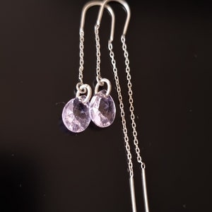 Pink dangle earrings, Chain earrings , Pink crystal earrings, Drop earrings , Pink long earrings, Pink and silver earrings,