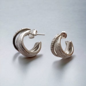 Thick huggie hoop earrings , Silver hoop earrings . Small hoop earrings , Zircon earrings ,Silver thick hoops ,Hoop earrings with zircon