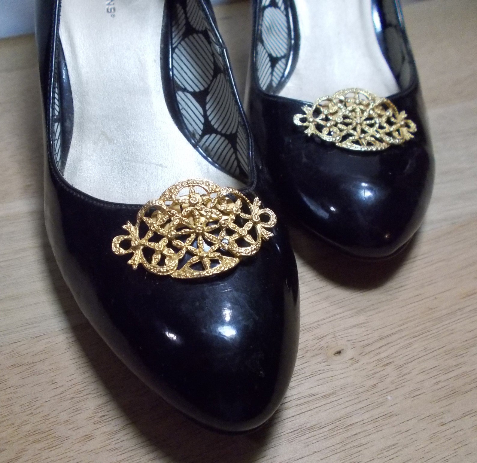 Vintage MUSI Decorative Shoe Clips Gold Plated Filigree Etsy