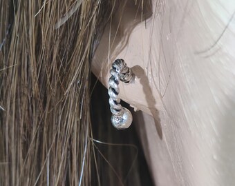 Vintage Silver Plated Twisted Rope Hoop Earrings, 1/2"