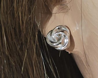 Vintage Silver Plated Knot Stud Earrings, Hypoallergenic, 1/2"