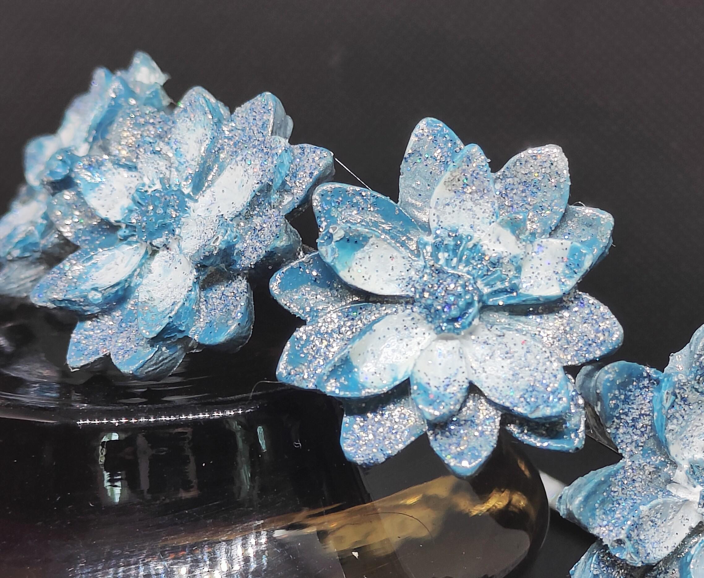 Rare Antique Silver Floral Headband, Enamel, Rhinestones And Blue Flower Accents Amazon.com : PoshMyra Dusty Blue Flower Girl Crown with  main image 3