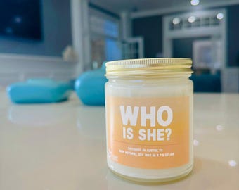 Who Is She? - Vanilla Scented Handmade Soy Wax Candle | Premium and Eco-Friendly Home Decor & Gift for Anyone