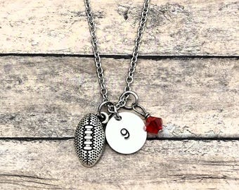 Personalized Football Number Silver Necklace: Stainless Steel, Sports Jewelry