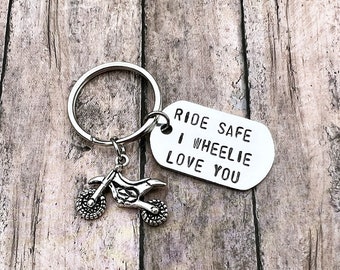 I Wheelie Love You - Dirt Bike Gift - Motorcycle Gift - Gift for Him - Anniversary Gift - Men's Keychain - Boyfriend Gift - Ride Safe