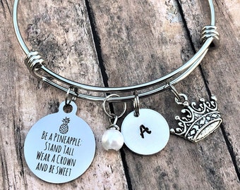 Little Girls Bangle Bracelet Girls Initial Jewelry Rhinestone Crown Charm Beauty Pageant participant Gift Princess Pageant Girl Gift