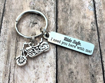 Motorcycle Keychain, Motorcycle Gift, Gift for Him, Boyfriend Gift, Ride Safe Keychain, Gifts for Men, Street Bike Keychain