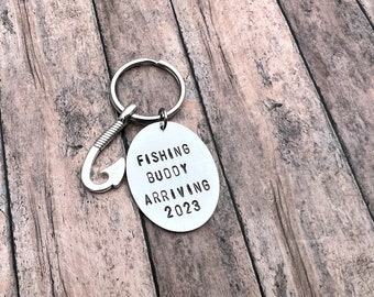 Fishing Buddy Keychain, Pregnancy Announcement, Gift for Dad, My Fishing Buddy, Fishing Gift, Men's Gift, Grandpa Gift, Fishing Keychain