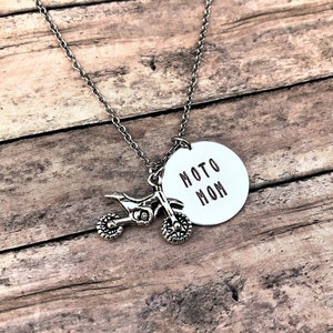 Moto Mom Dirt Bike Necklace- Stainless Steel