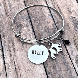 Personalized Roller Skate Bracelet, Roller Derby Gift, Roller Derby, Charm Bracelet, Derby Girl, Custom Bracelet, Roller Derby Gift