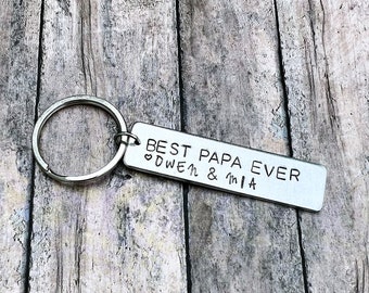 Best Papa Keychain, Grandpa Gift, Papa Keychain, Handmade Gift, Custom Keychain Gift, Gift from Grandkids, Handmade Gift, Silver Key ring