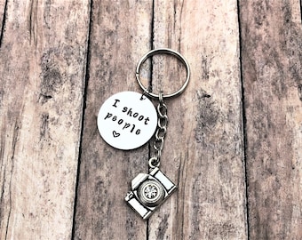 Photographer Gift, Wedding Photographer, Photographer Keychain, Camera Gift, Gift for Her, I Shoot People, Small Gift Idea