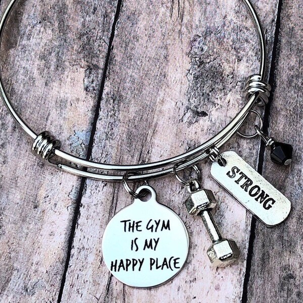 Fitness Gifts - Motivational Gift - Workout Jewelry - Dumbbell Jewelry - Fitness Bracelet - Workout Gifts - Silver Bracelet - Workout