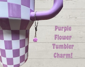 Purple Flower Tumbler Charm - Tumbler Accessories - Flower Cup Charm - Cup Bling - Travel Tumbler Charm - Water Bottle Charm - Tumbler Charm