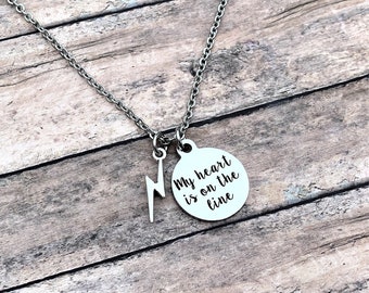 Line Wife Necklace, Gift for Her, Lineman Girlfriend, Silver Necklace, Gift for Wife, Handmade Jewelry, Charm Necklace, Lineman Mom