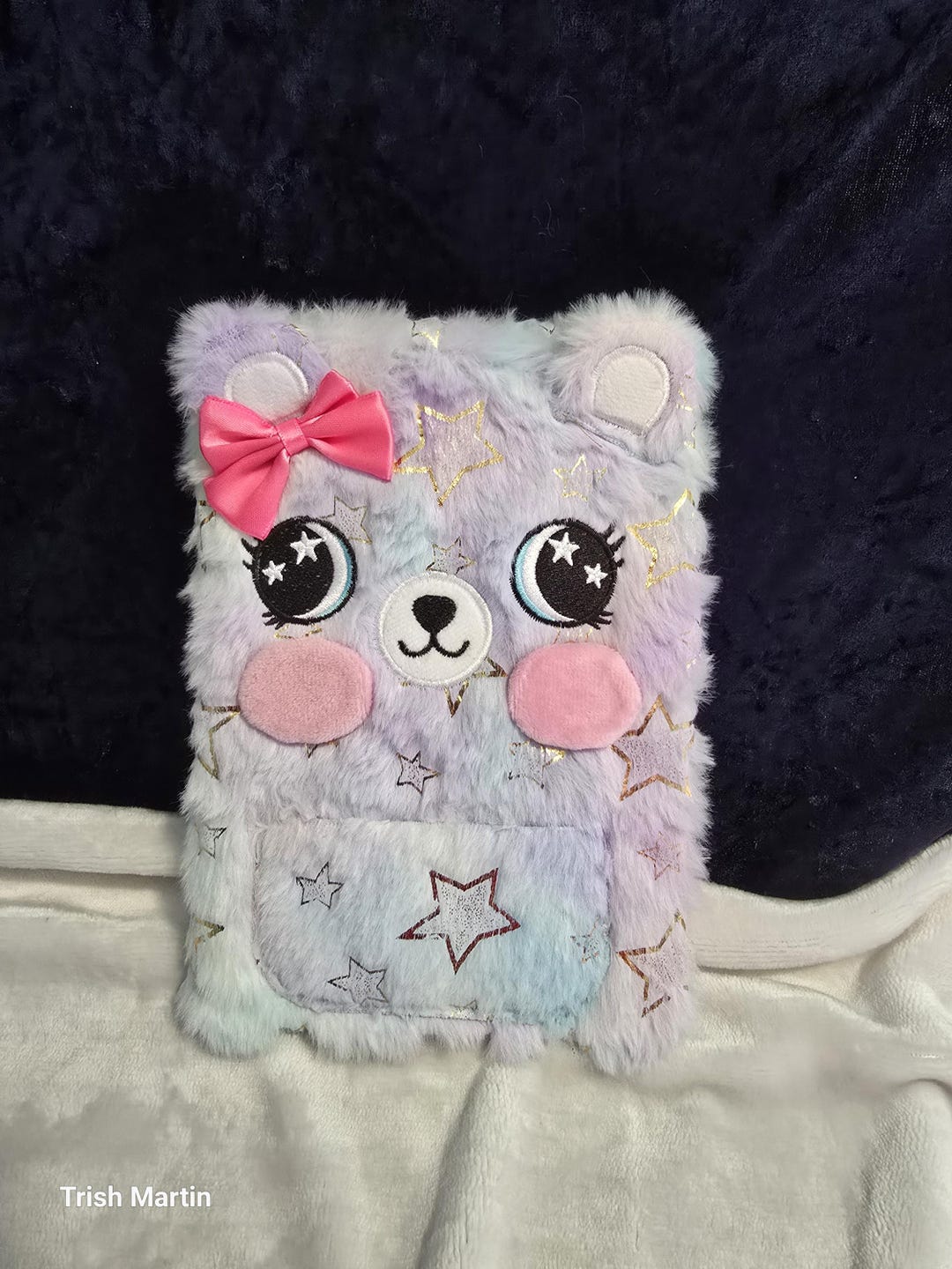 Fluffy Pastel Bear Journal With Pink Bow - Small Notebook/journal/diary ...