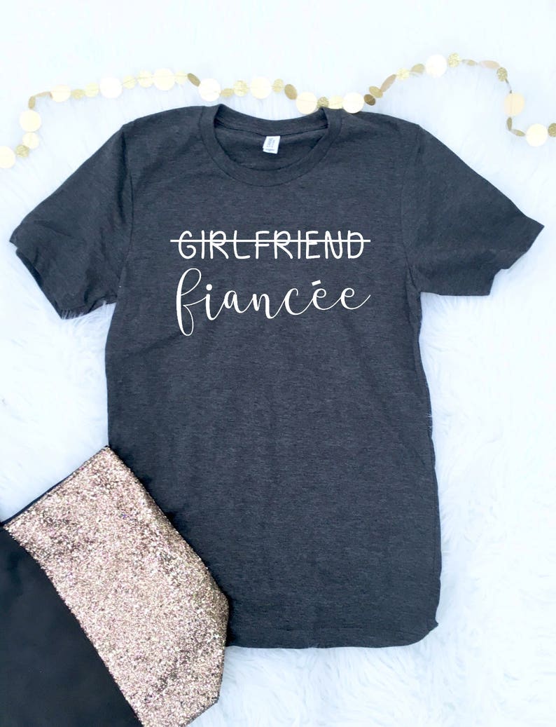 Fiancee T-shirt Fiance Shirt Engagement Tops Bachelorette Party Tee Present US