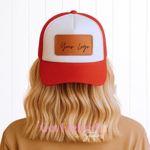 Custom Logo Leather Patch Hat – Trucker Hat with Engraved Leather Patch – Branded Business Hats, Team Hats, Promotional Hats, Bulk Orders