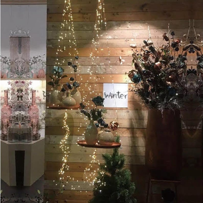 20 Warm White Lights per Strand 100 total lights 5 strands on silver wire Solar-Powered Water fall lights No Can