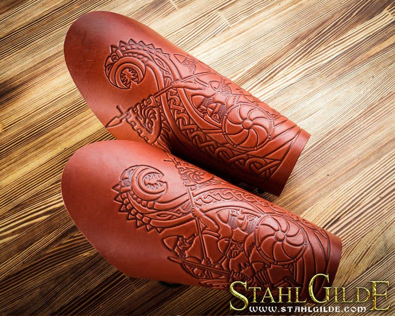 Leather Cuff Archery Arm Bracers Vikings on Drakkar Vikings on Etsy