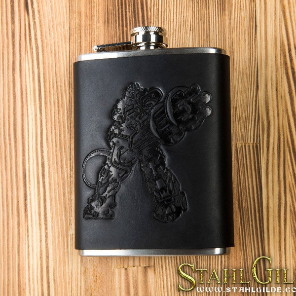 Brotherhood of Steel Leather Flask, Fallout 4 Inspired Handmade Hip Flask, Unique Gift for Boyfriend, Gifts For Him, Gifts For Brother