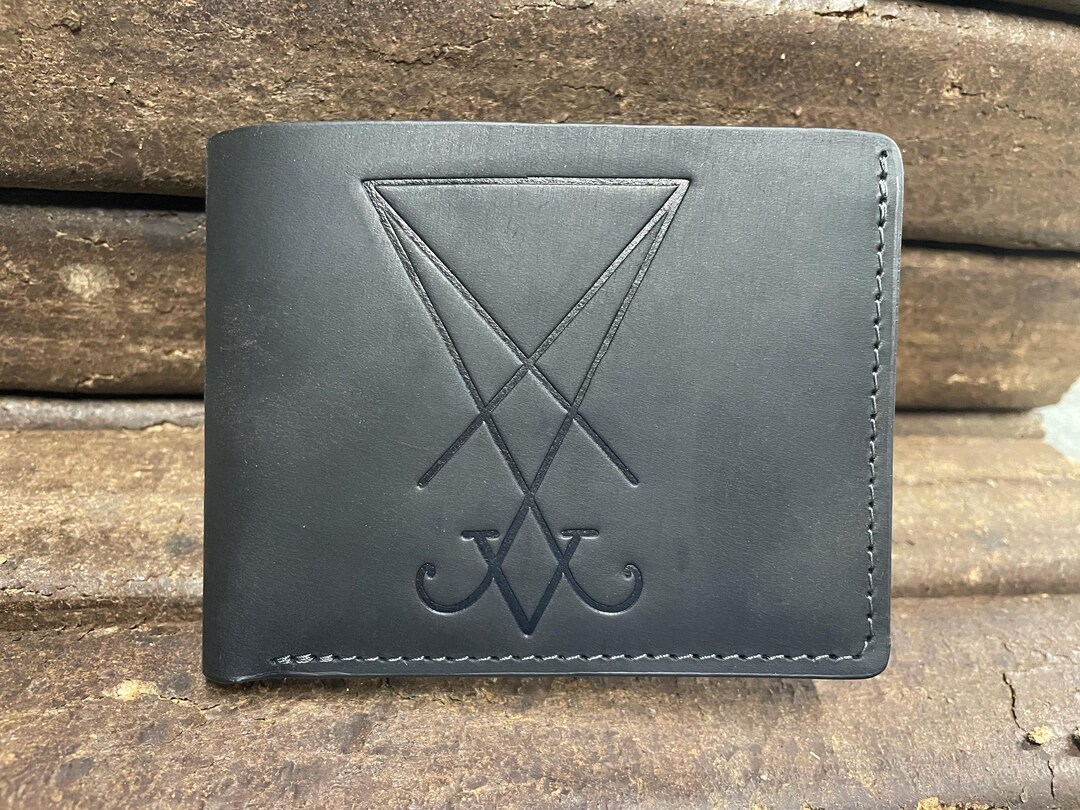 Lucifer Sigil Leather Wallet With RFID Blocking, Occult Embossed for ...