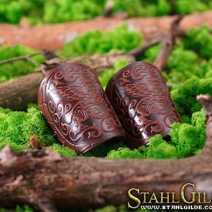 Lustrous Leather Cuff Bracers: Authentic Viking Armor for LARP, Cosplay, and Norse Warrior Costuming
