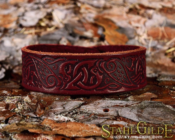 Leather Bracelet Viking bracelet Cuff Wristband Celtic | Etsy