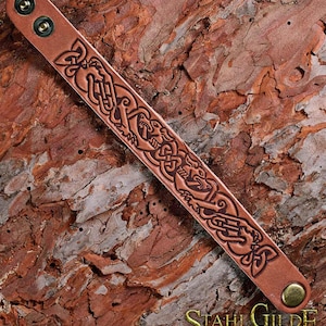 Authentic Viking Hounds Leather Wristband: Celtic Knotwork Nordic Amulet for True Vikings Viking bracelet Leather Bracelet Cuff Wristband