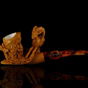 Deer and fawn Meerschaum Pipe Collectible Classic tobacco pfeife 海泡石 with case