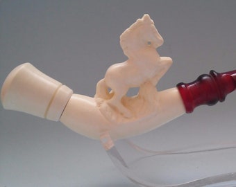 Prancing Horse cigarette Meerschaum Pipes handmade block meerschaum pfeife with case