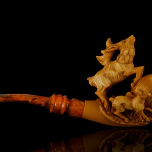 Two Deer Meerschaum Pipe Collectible handmade tobacco pfeife 海泡石 with case