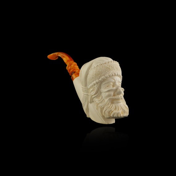Santa Claus Christmas Meerschaum Pipe Hand Carved Tobacco Pfeife 海泡石 With  Case 
