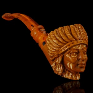 Pipa di schiuma di mare indiana americana marrone fatta a mano per tabacco pfeife 海泡石 con custodia