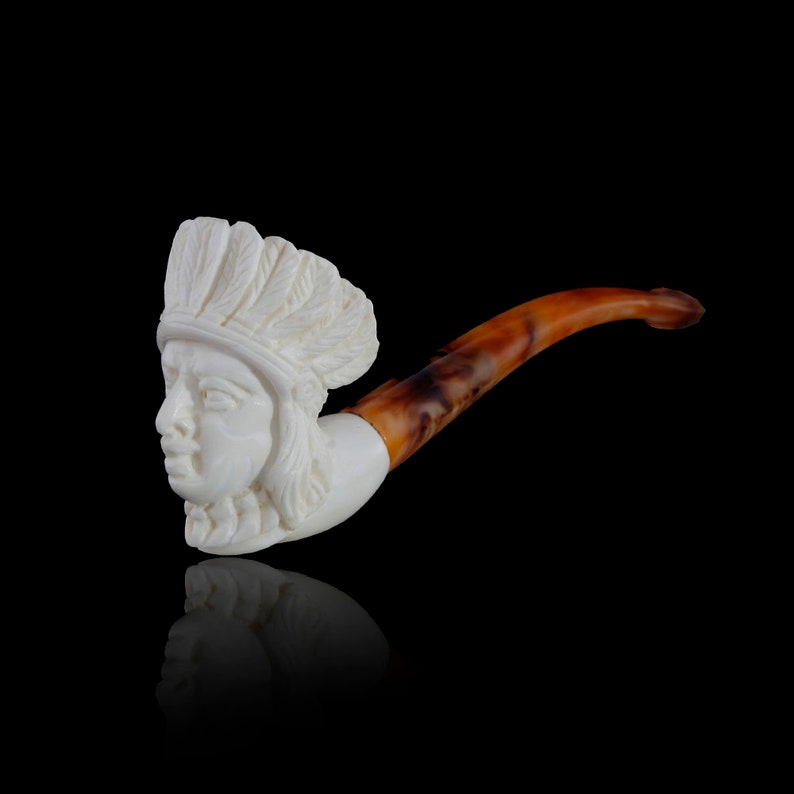 Indian Head Meerschaum Pipe Handmade, Pipe Smoking, Tobacco Pfeife With Case Etsy