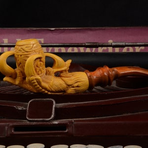 Adlerklaue und Gravur Cigarette Meerschaum Pfeife. türkischer Pfeifentabak 100% Pfeife mit Etui