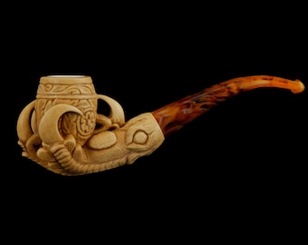Eagle claw Meerschaum Pipe Brown handmade tobacco pfeife 海泡石 with case