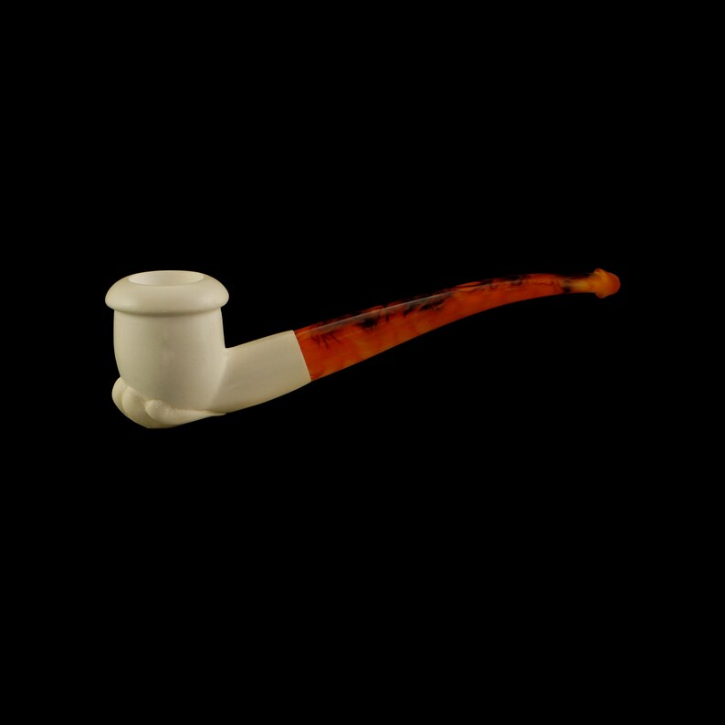 Block Meerschaum Pipe sea shell handcarved smoking pipe tobacco pfeife with case