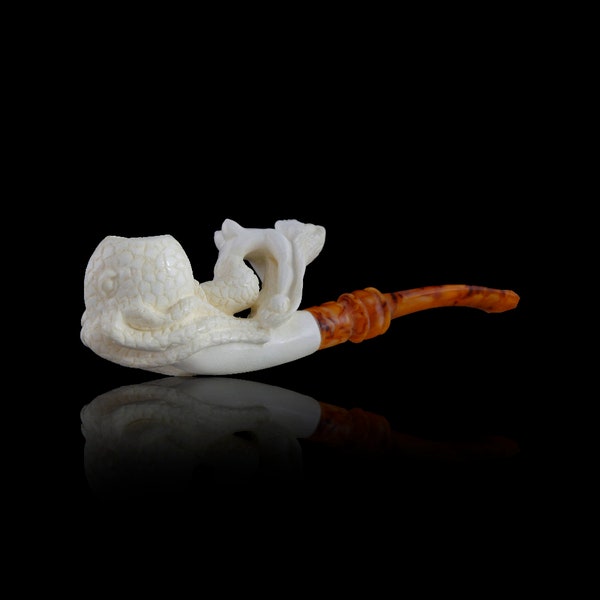 Naked Mermaid lady and Octopus Meerschaum Pipe handmade pfeife with case