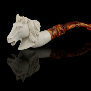 Horse head Meerschaum Pipe Classic handmade tobacco pfeife 海泡石 with case
