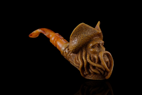 Davy Jones Block Meerschaum Pipe Hand Carved Smoking Tobacco