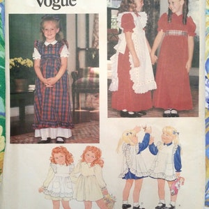 Vintage Sewing Pattern #2823 Little Vogue, 1980&#39;s Fashion, Girls&#39; Dress and Pinafore, Size 5, Never Used