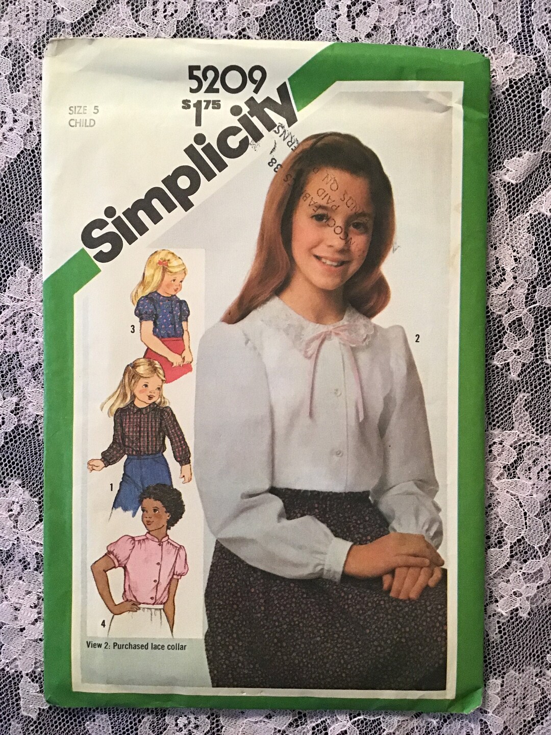 Buy Vintage Sewing Pattern 5209 Simplicity, 1980's Fashion, Girls' Blouse, Size 5, Never Used