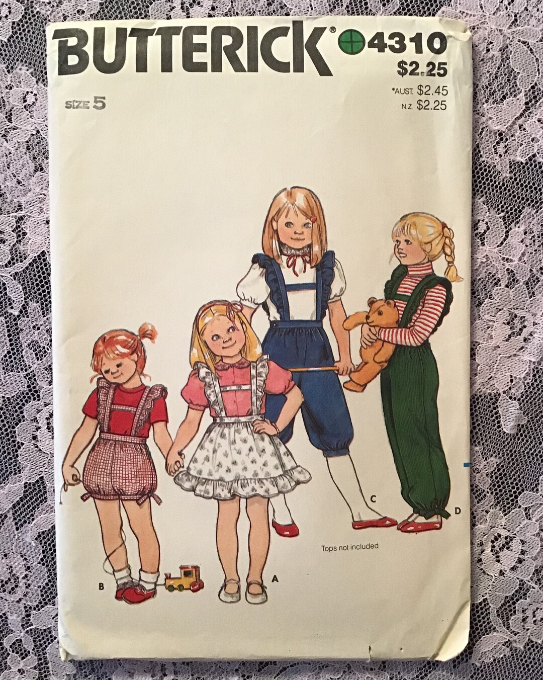 Buy Vintage Sewing Pattern 4310 Butterick, 1980's Fashion, Children's Overalls and Jumper, Size
