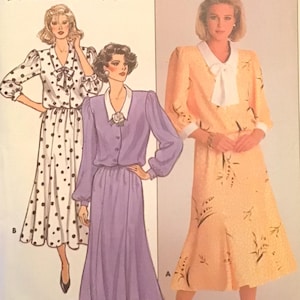 Vintage Sewing Pattern #3654 Butterick, 1980&#39;s Fashion, Long-sleeved Dress with Collar, Misses Size 14-16-18, Never Used